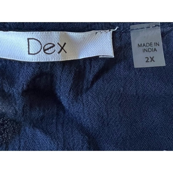 DEX Plus Size 2X Navy Dress, Lining, Beach Cover Up With White Embroidery - Picture 4 of 10